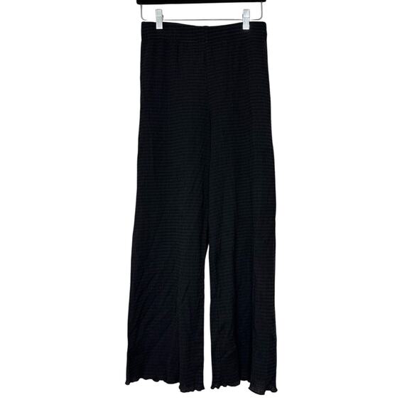 Wilfred Aritzia Crinkle Pull On Black Wide Leg Pants Elastic Sheer Womens Small - Picture 1 of 7